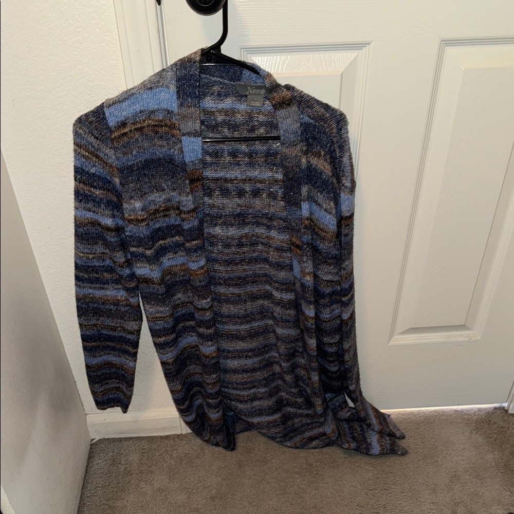 Striped Open Front Cardigan